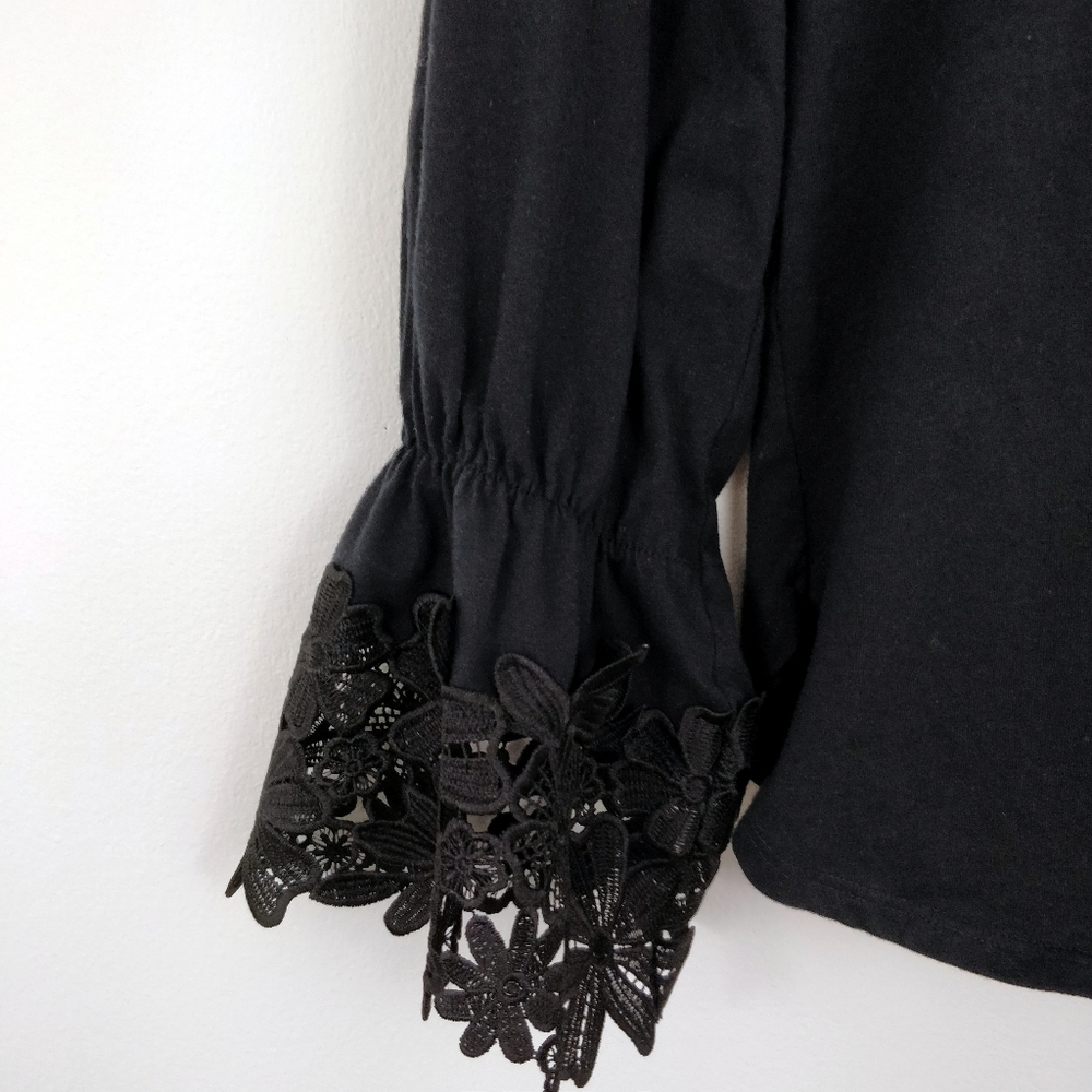 See by Chloe Black Lace Trimmed Blouse XS - Picture 3 of 8